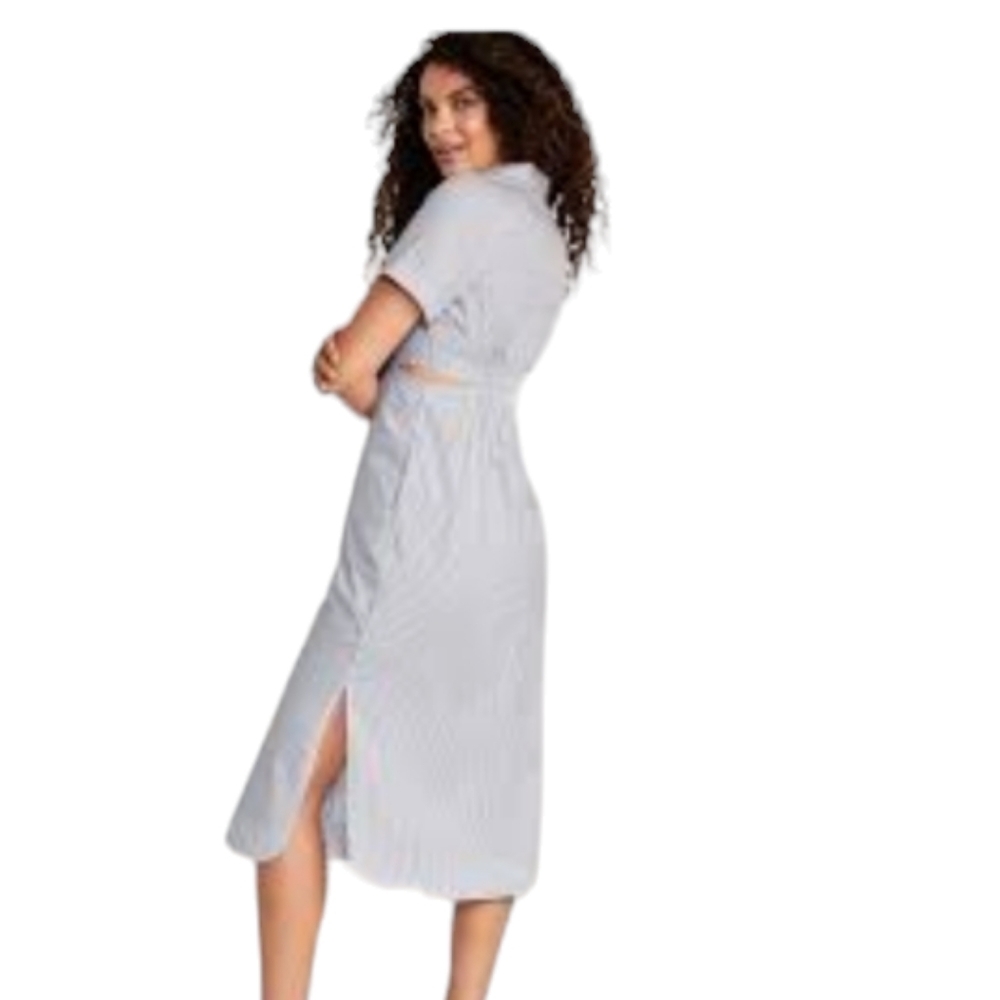 Old Navy stripe short sleeve cutout midi shirt dress